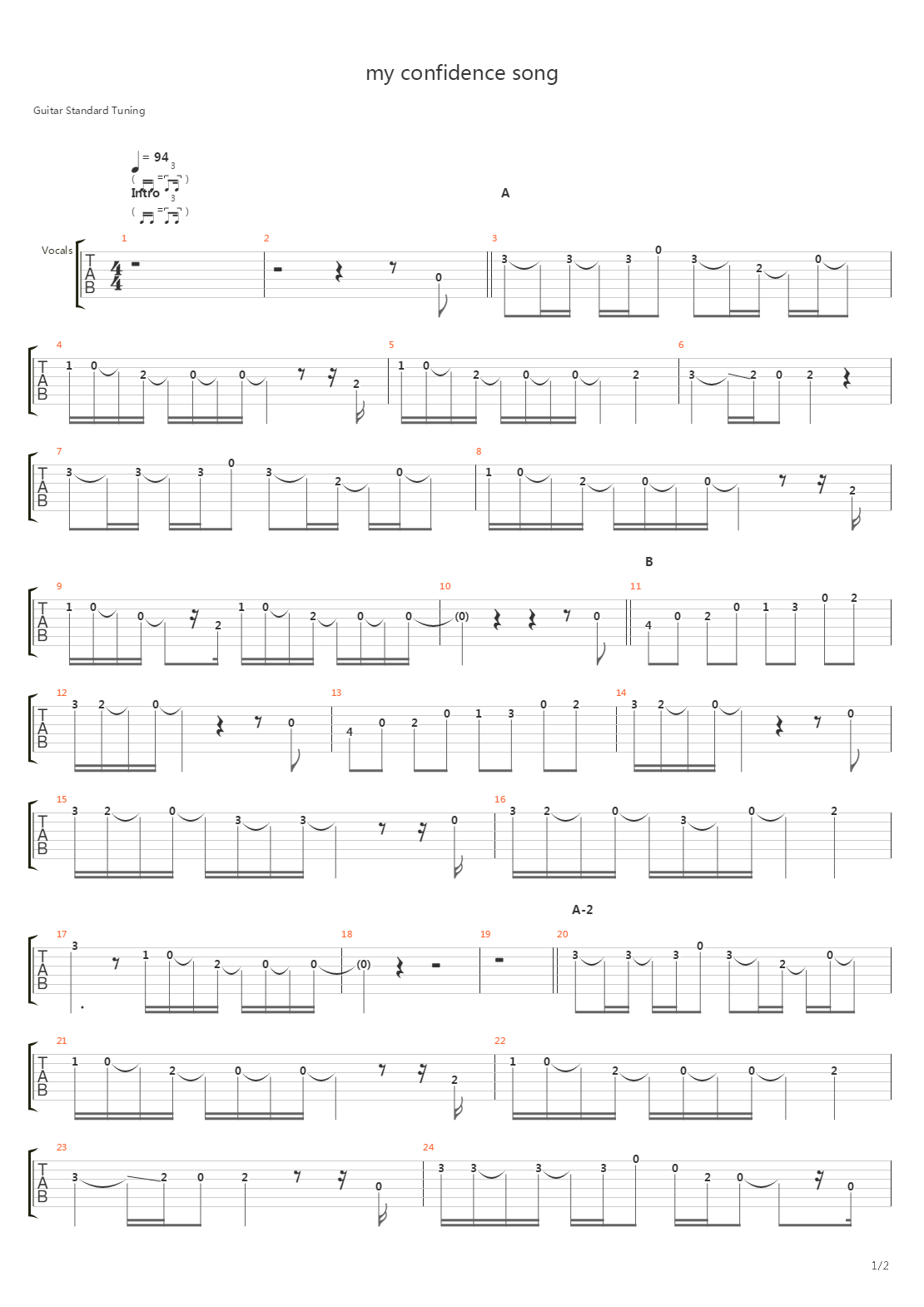 My Confidence Song吉他谱