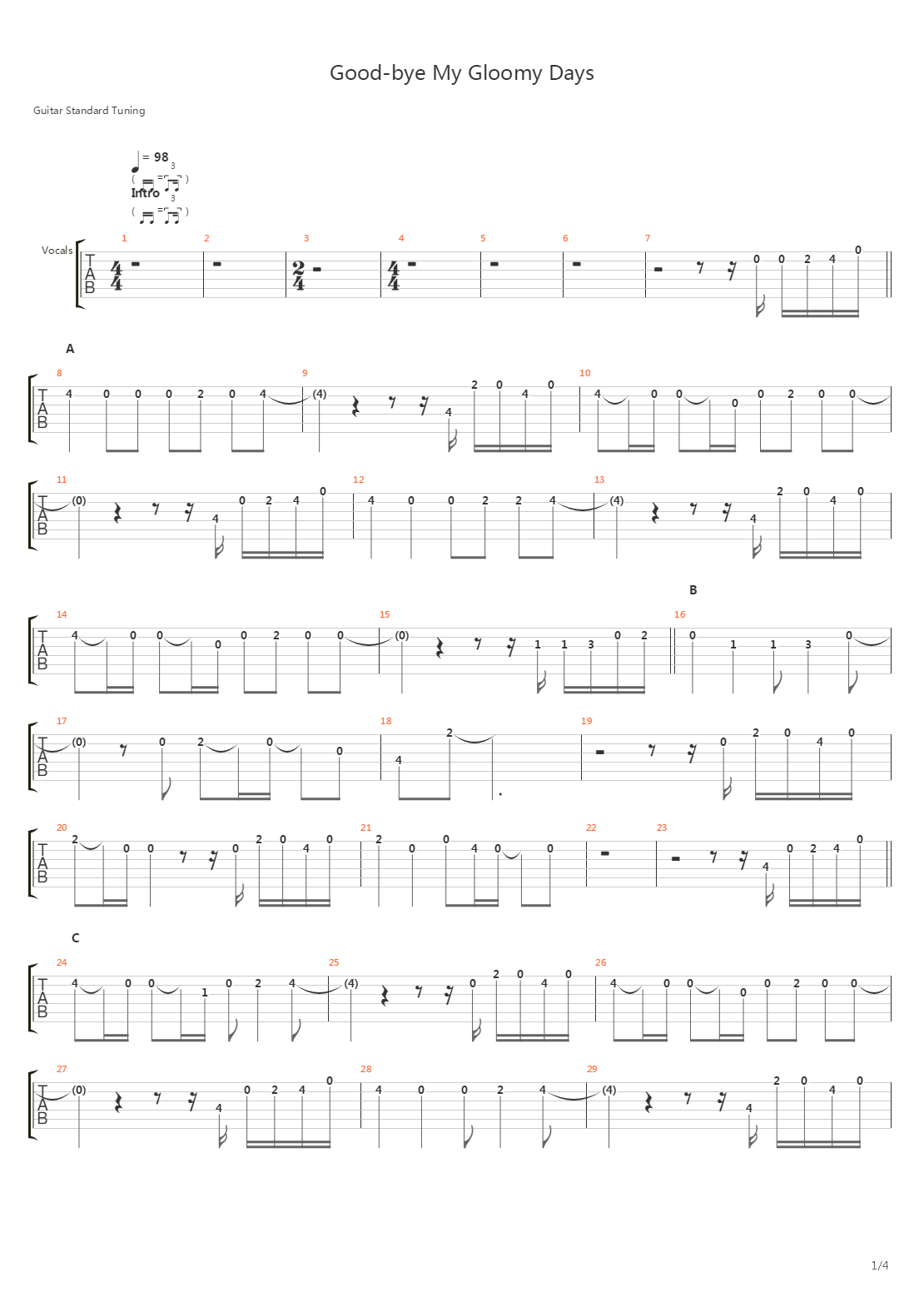 グッバイ マイ グルーミーデイズ(有你的夏天)吉他谱