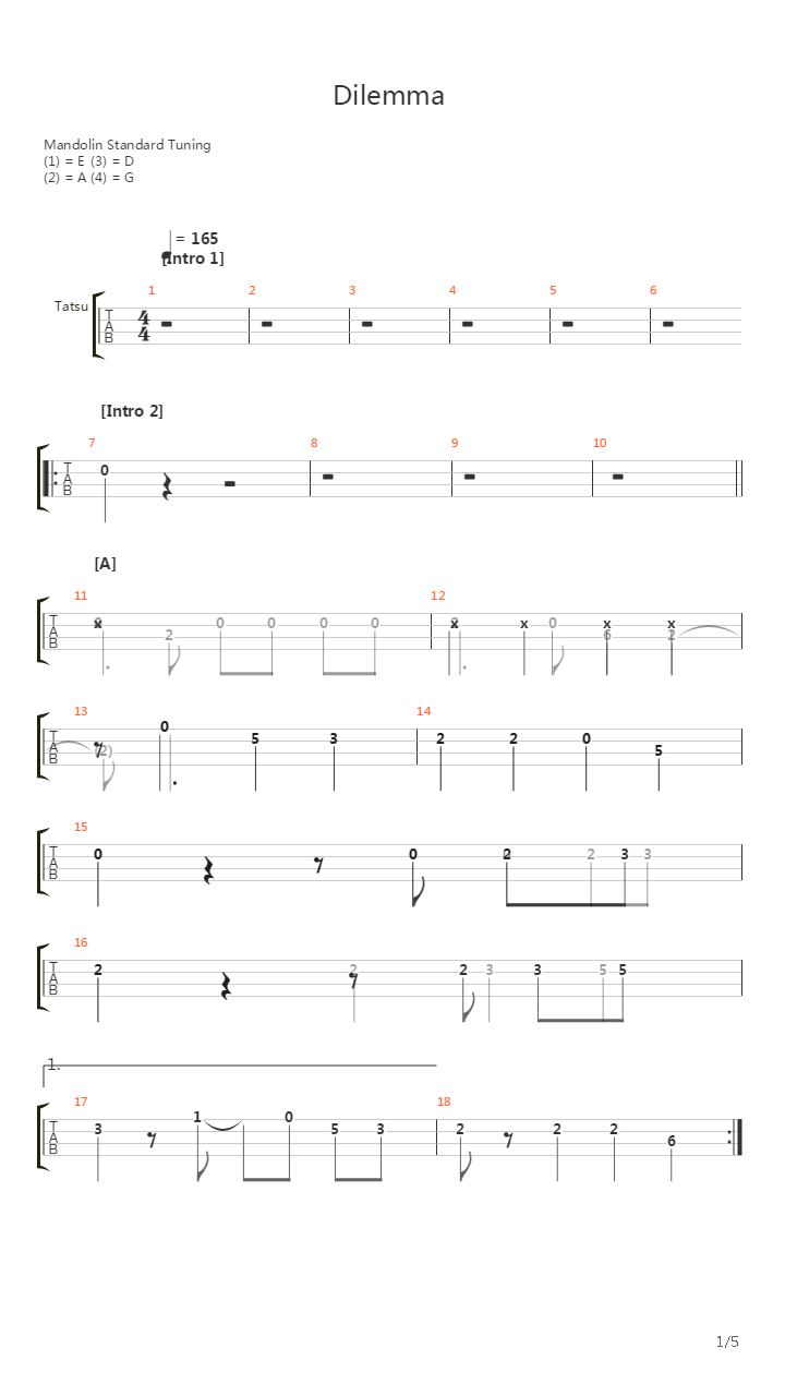 Dilemma(困境)吉他谱
