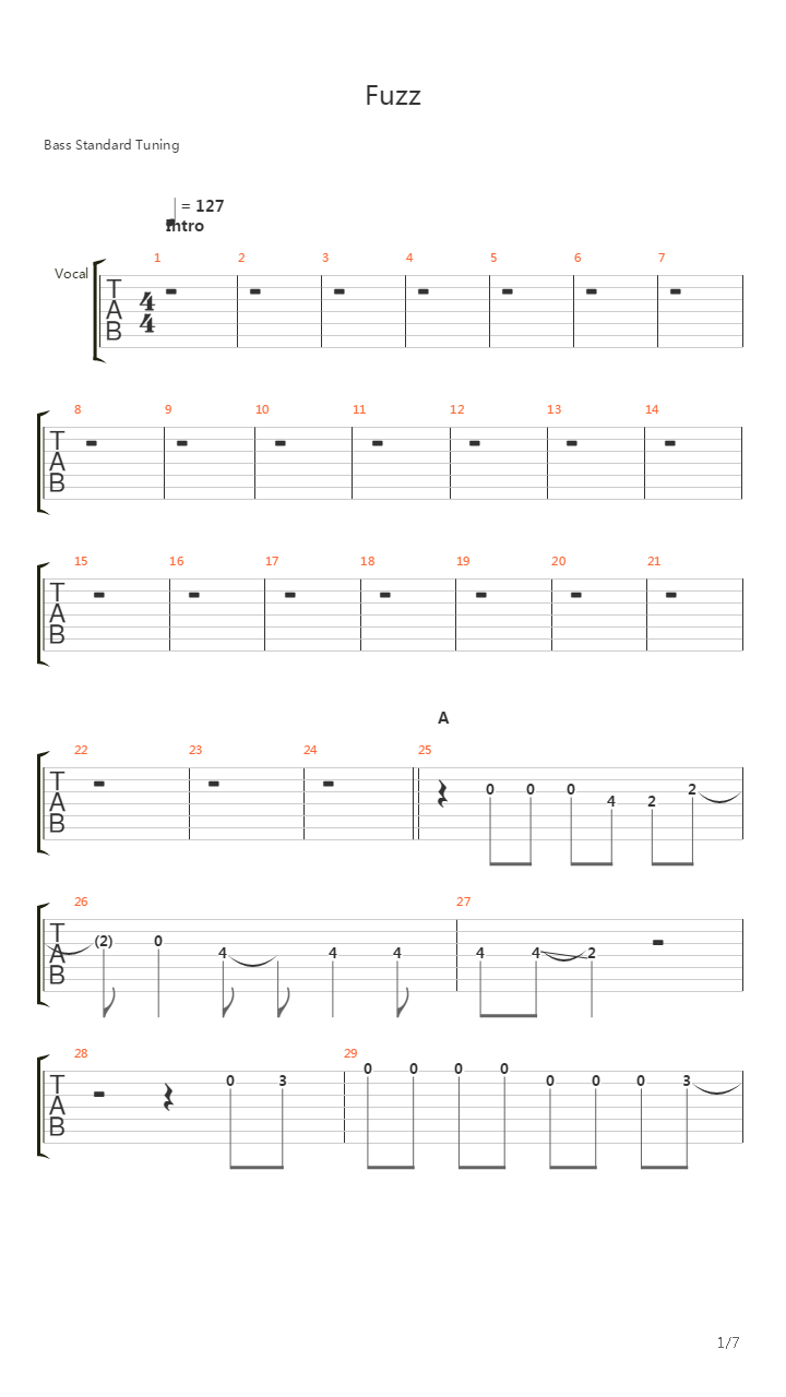 Fuzz吉他谱