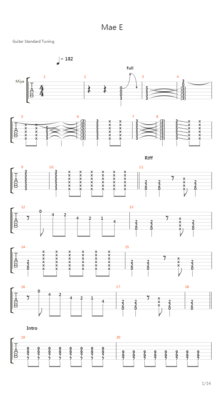 Mae E吉他谱