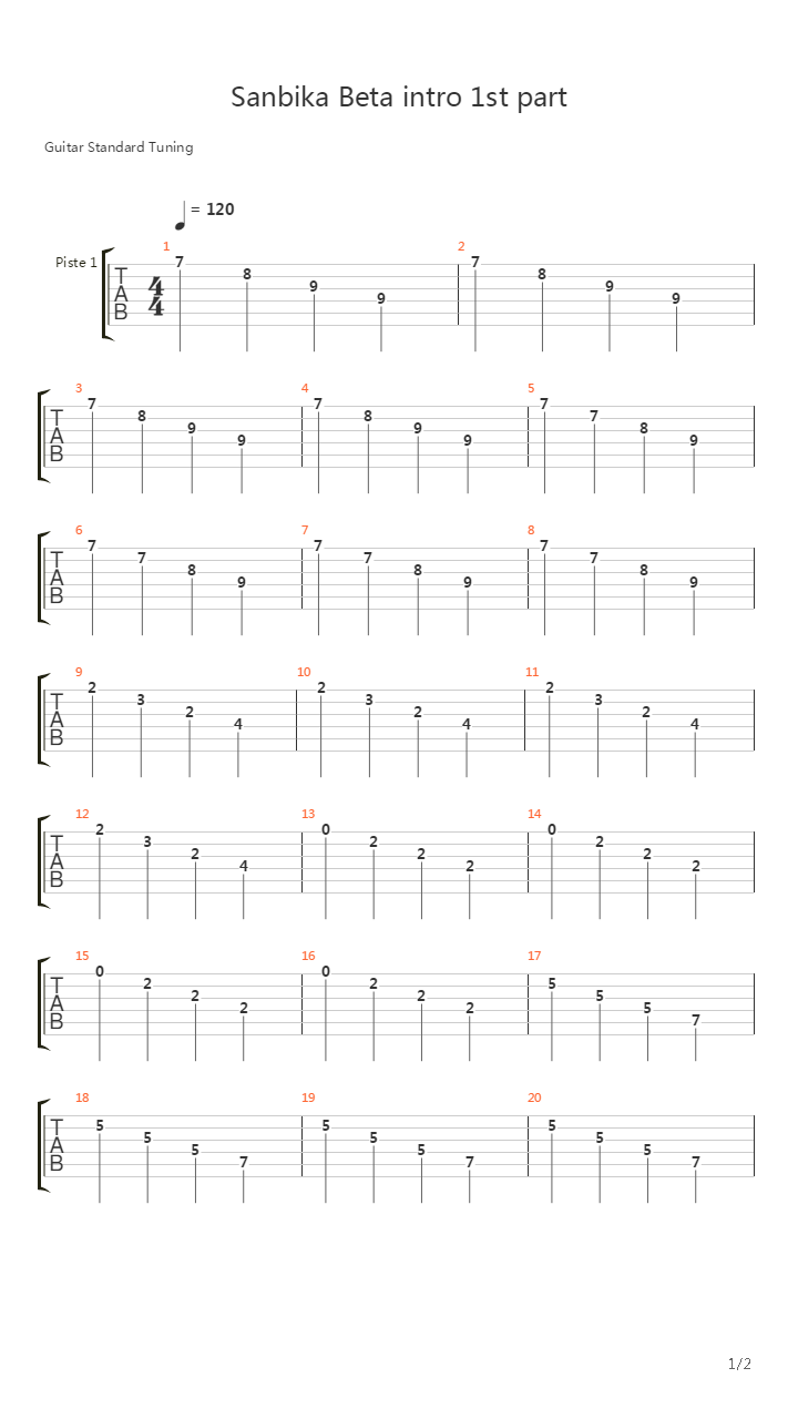 Sanbika(スピカ)吉他谱