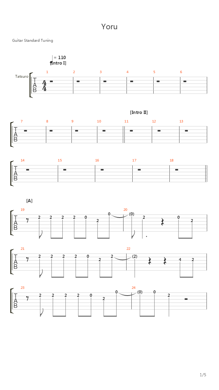 Yoru(夜)吉他谱