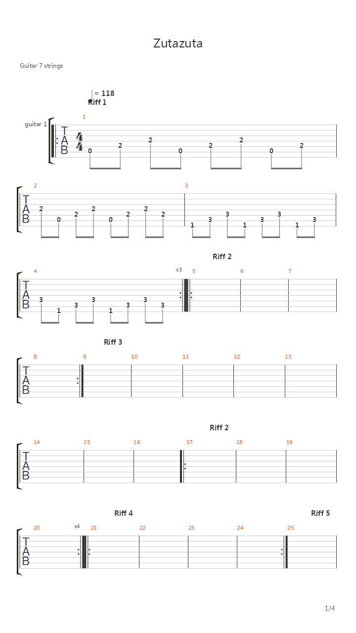 Zutazuta(ズタズタ)吉他谱