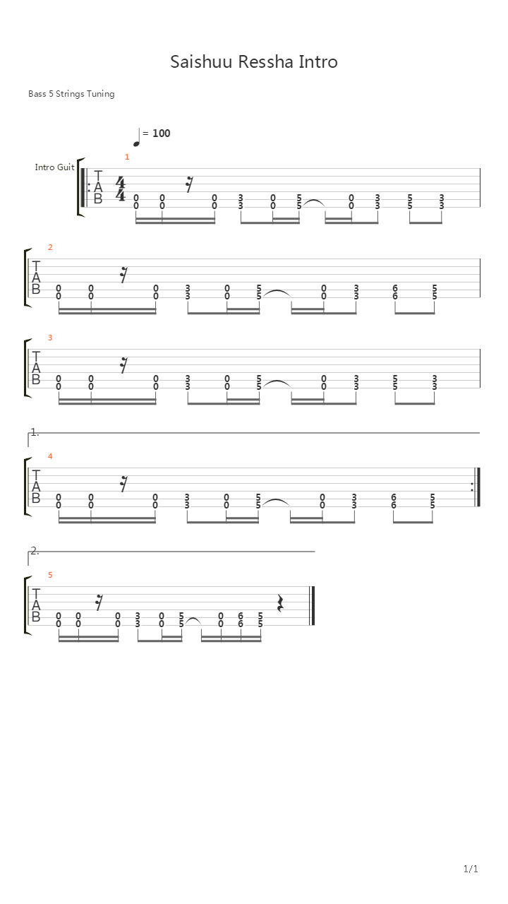 Saishuu Ressha(最終列車 最终列车)吉他谱