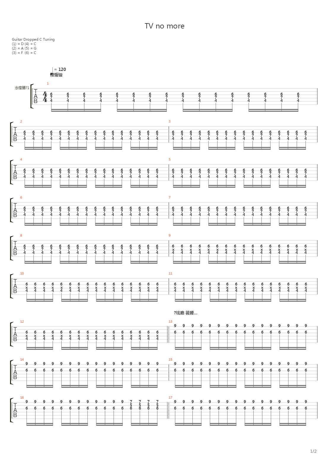 Tv No More吉他谱