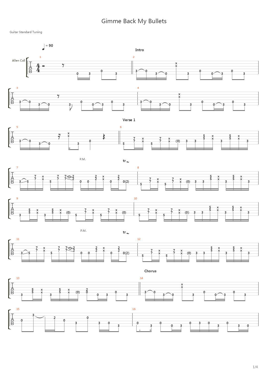 Gimme Back My Bullets吉他谱