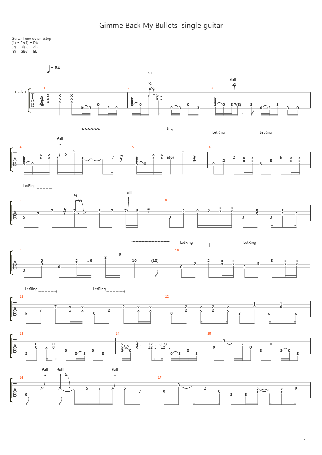 Gimme Back My Bullets吉他谱