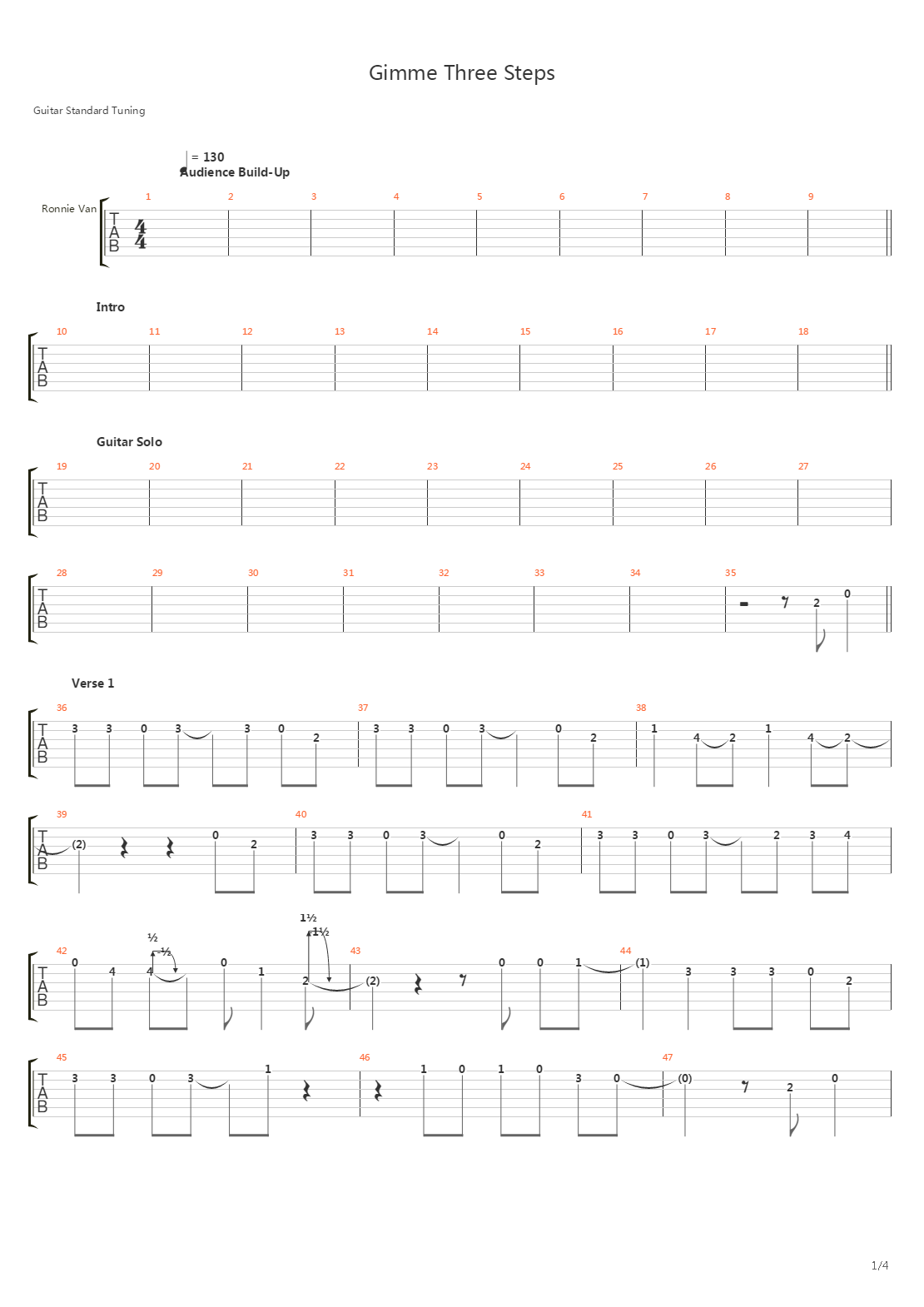 Gimme Three Steps吉他谱