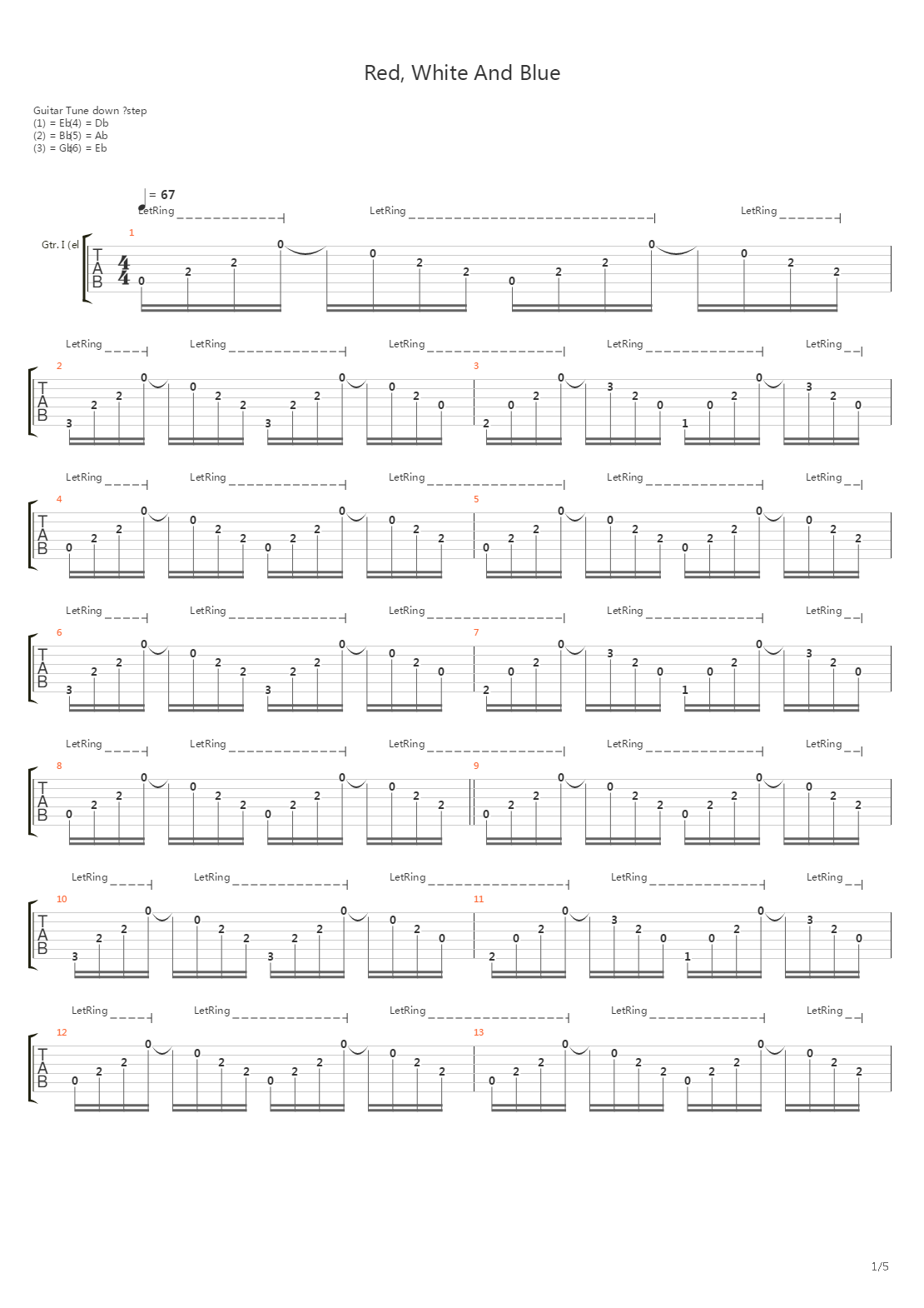 Red White And Blue吉他谱