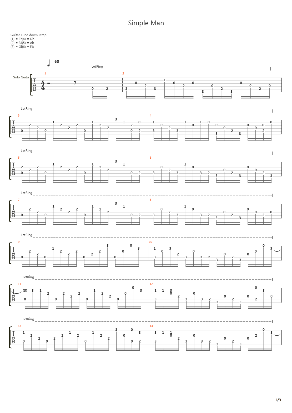 Simple Man吉他谱