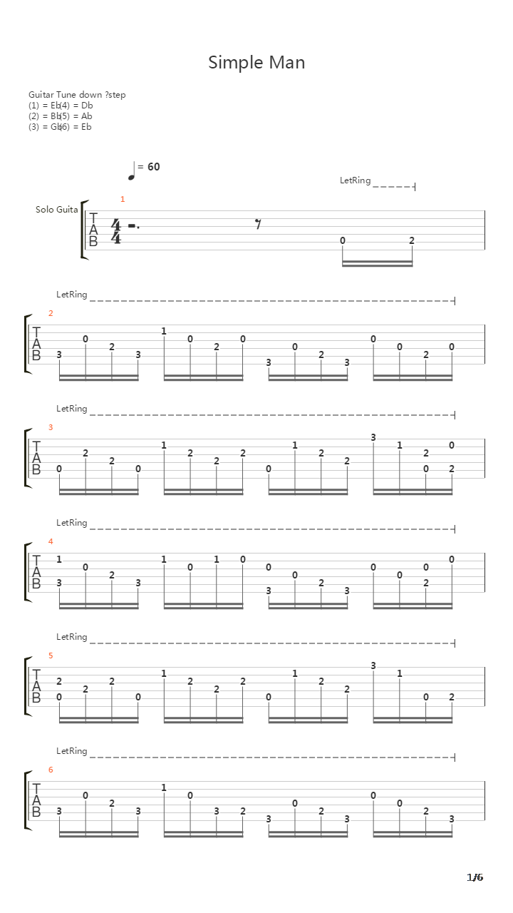 Simple Man吉他谱