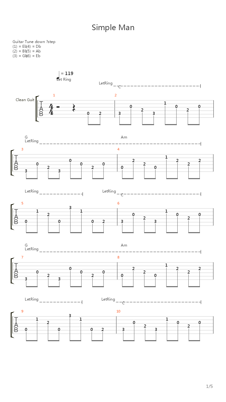 Simple Man吉他谱