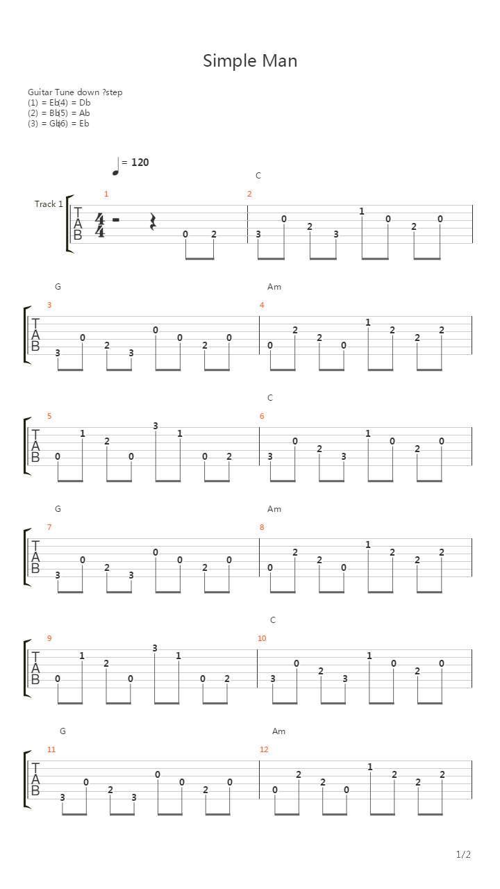 Simple Man吉他谱