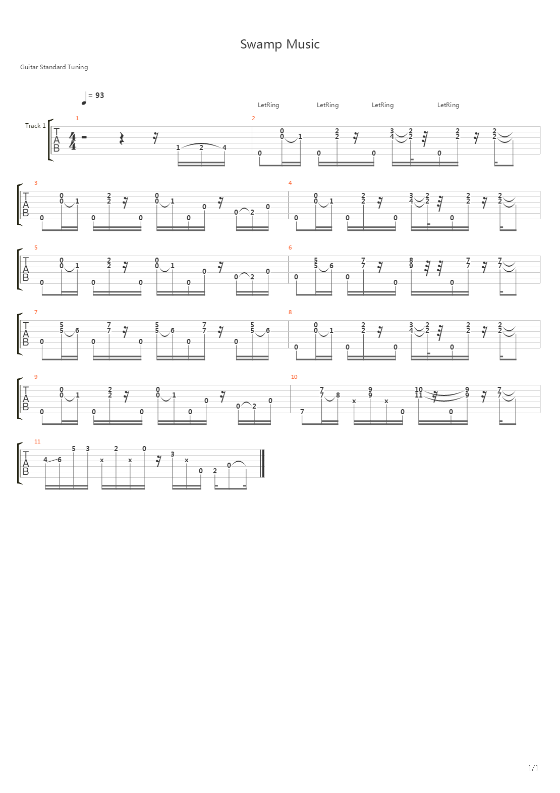 Swamp Music吉他谱