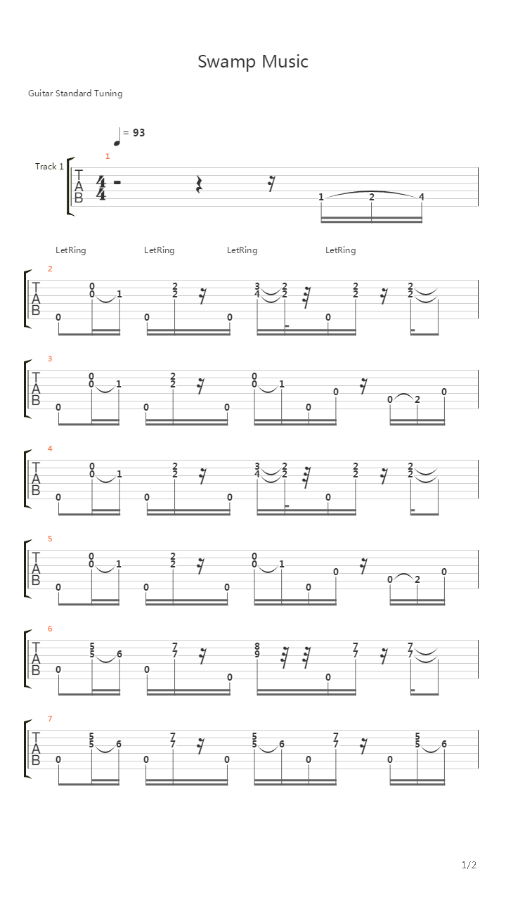 Swamp Music吉他谱