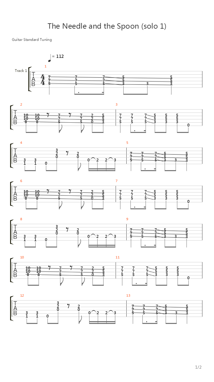 The Needle And The Spoon吉他谱