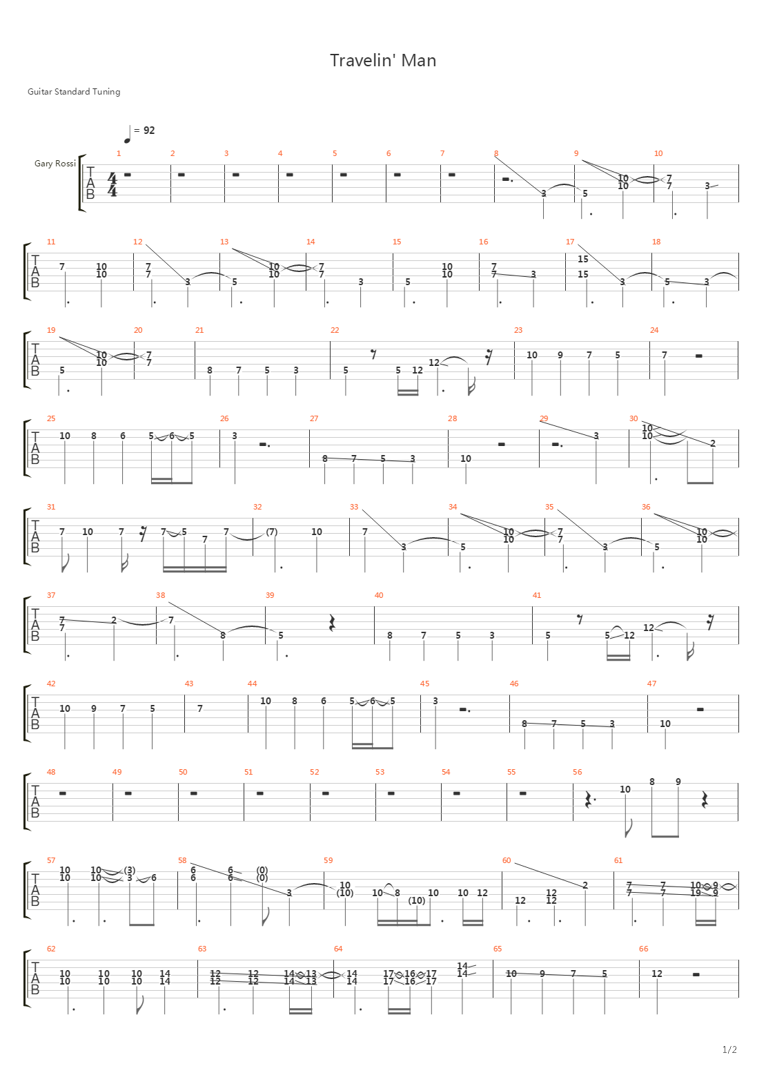 Travelin Man吉他谱
