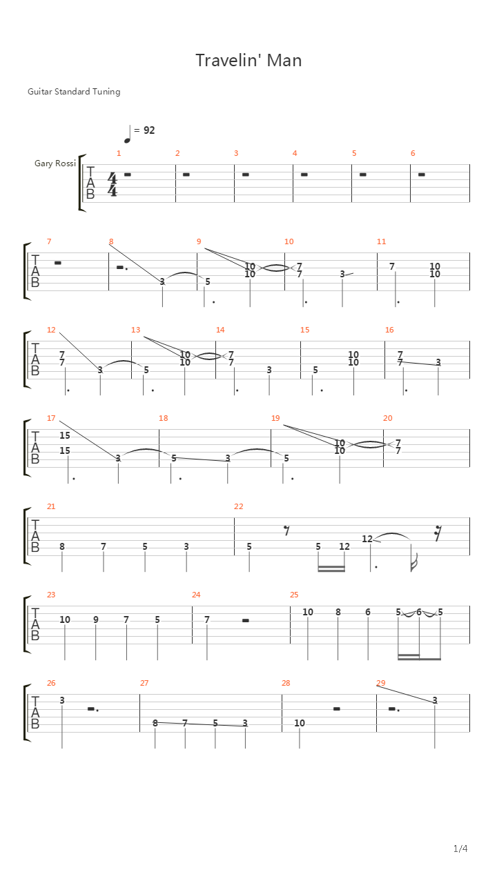 Travelin Man吉他谱