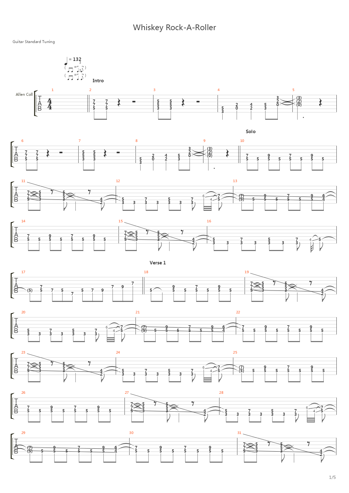 Whiskey Rock-a-roller吉他谱