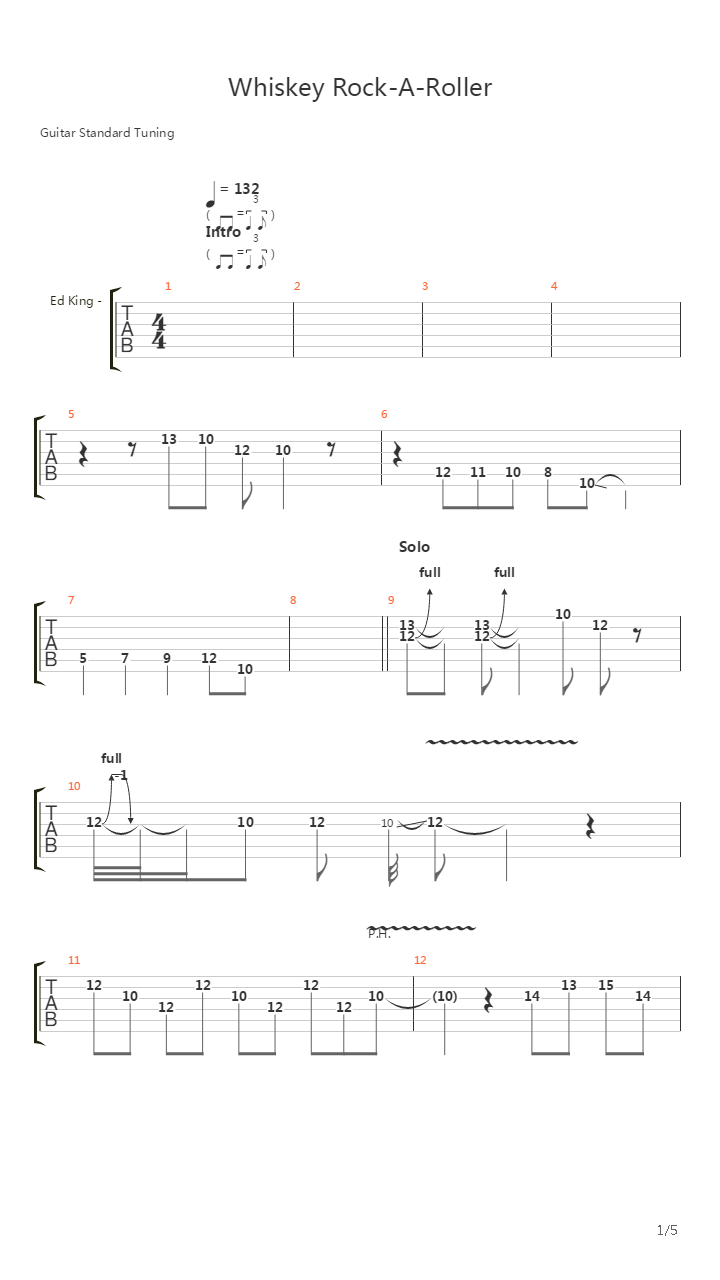 Whiskey Rock-a-roller吉他谱