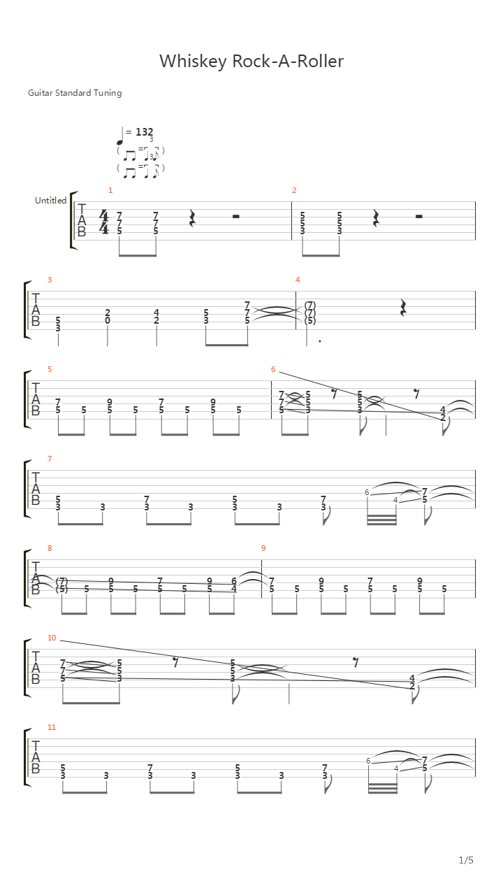 Whiskey Rock-a-roller吉他谱