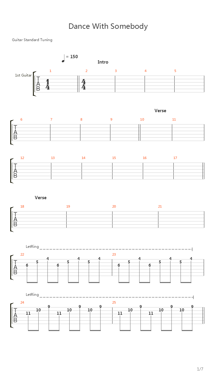 Dance With Somebody吉他谱