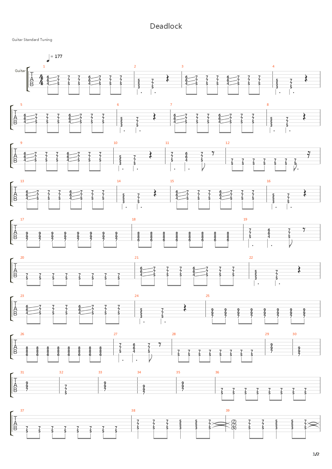 Deadlock吉他谱