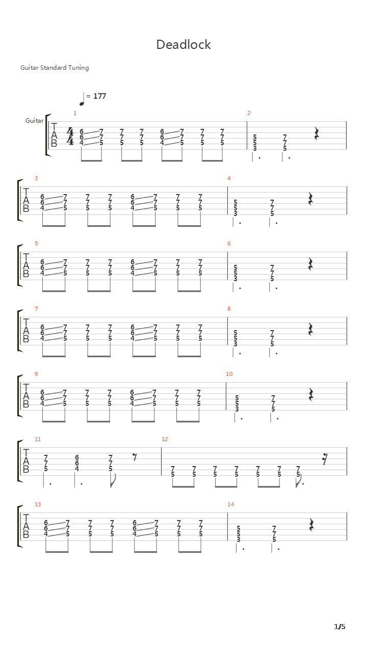 Deadlock吉他谱