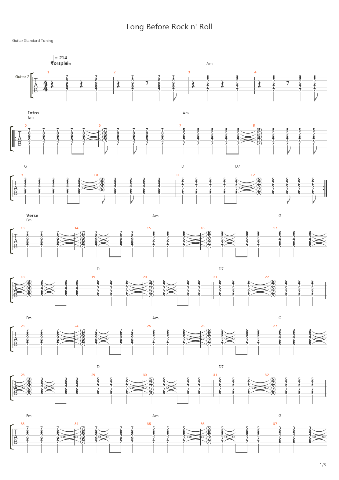 Long Before Rock N Roll吉他谱