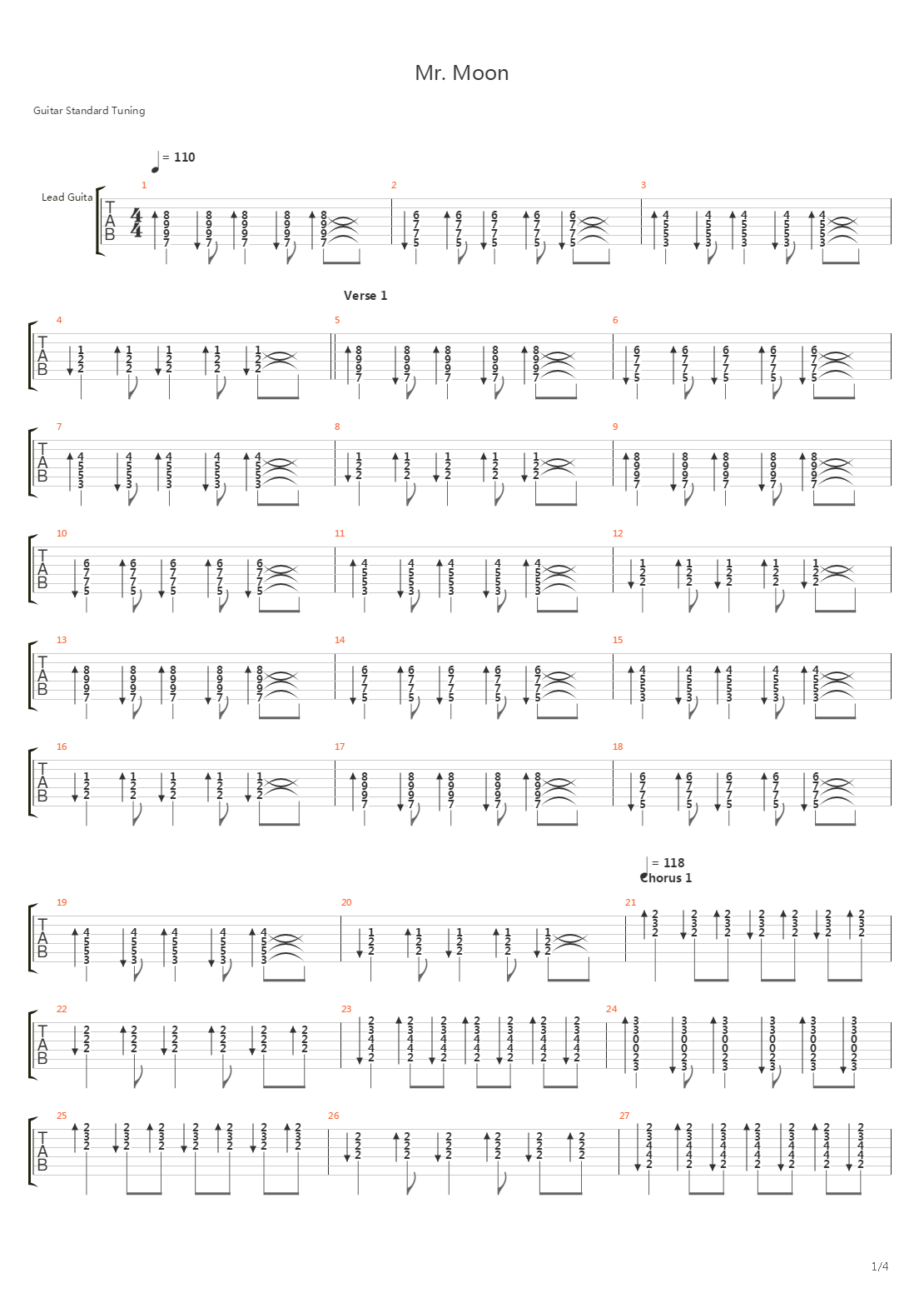 Mr Moon吉他谱