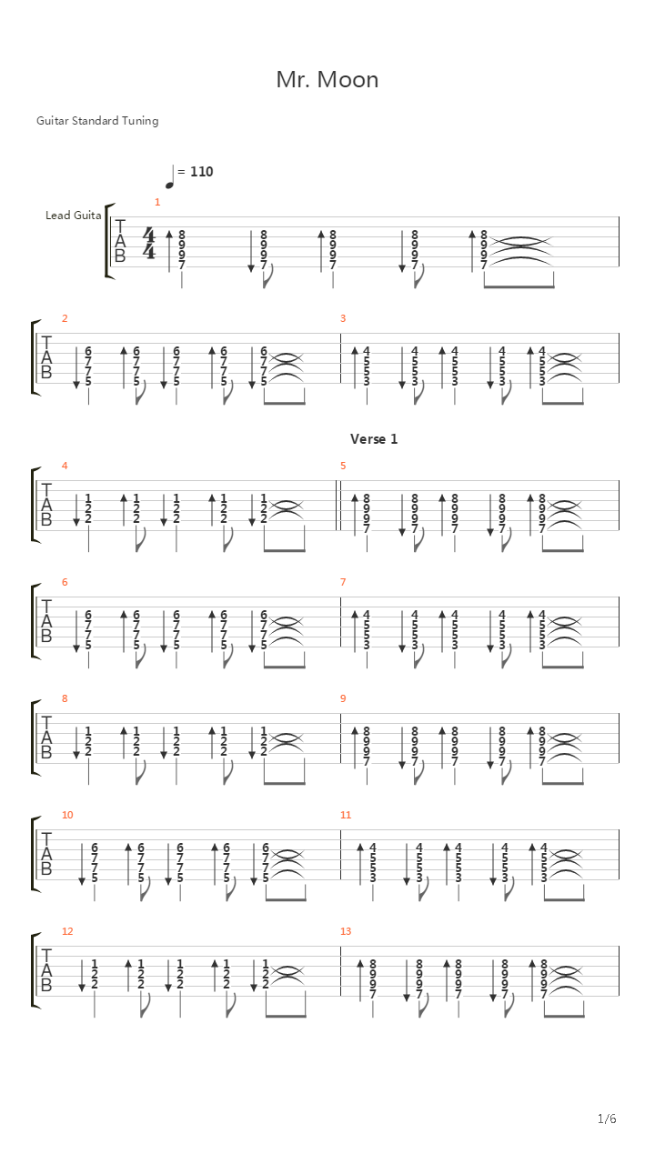 Mr Moon吉他谱
