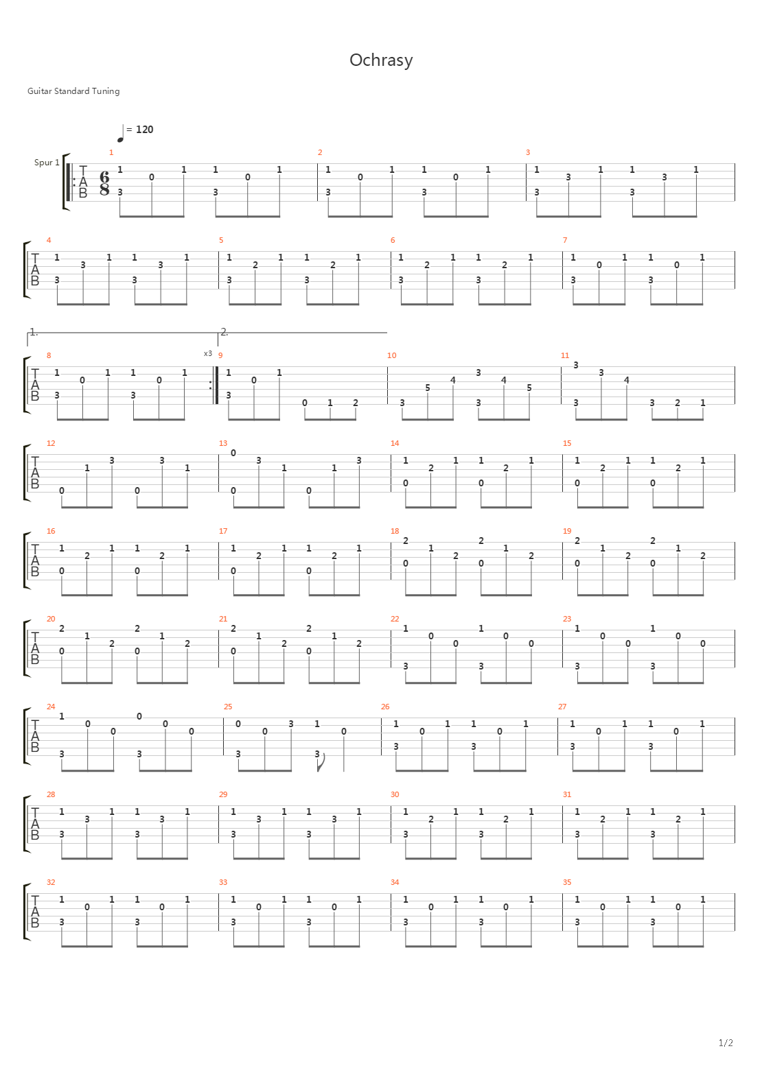 Ochrasy吉他谱