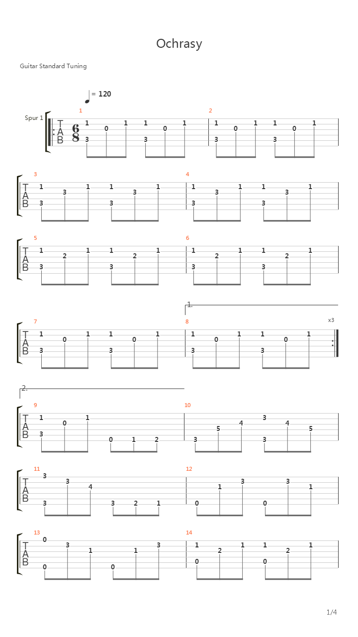 Ochrasy吉他谱