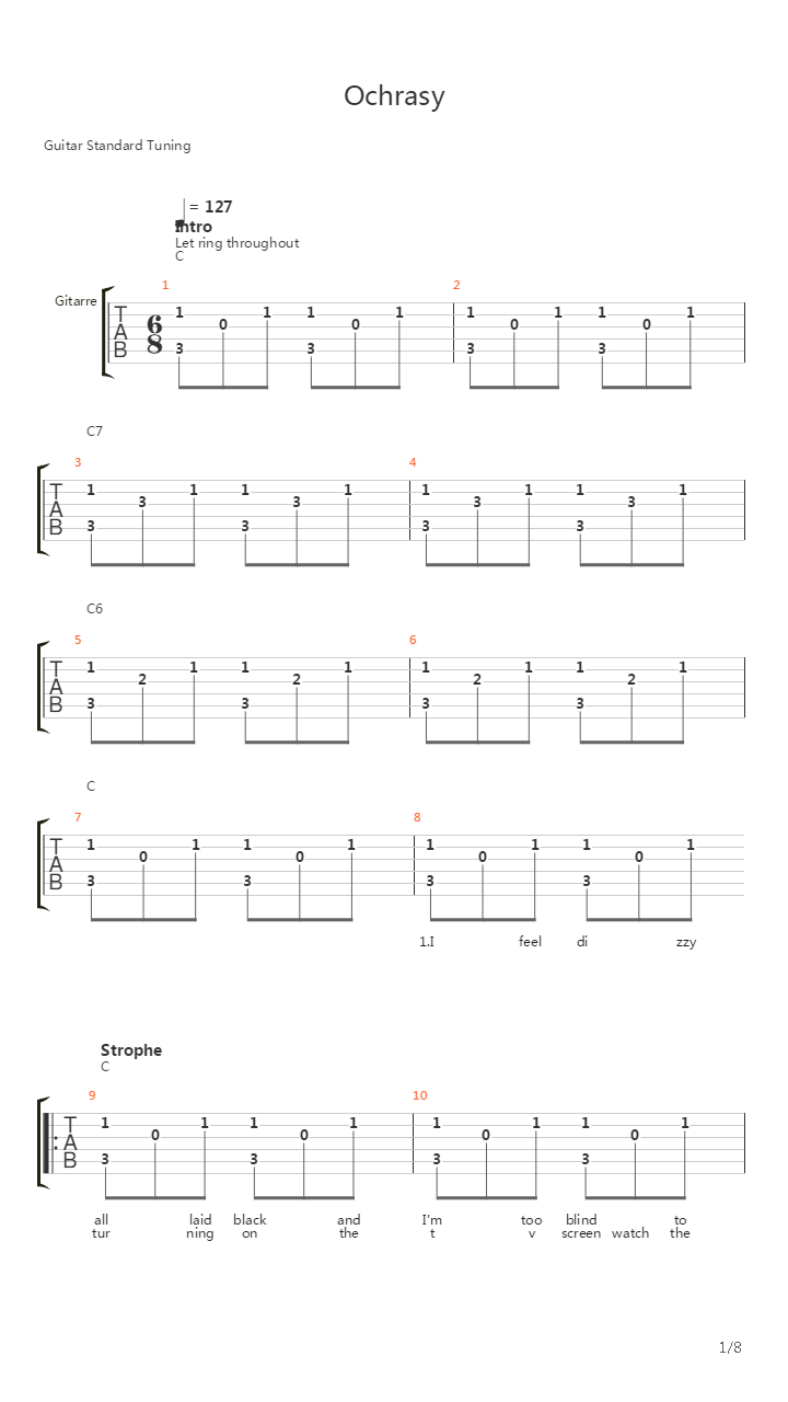 Ochrasy吉他谱