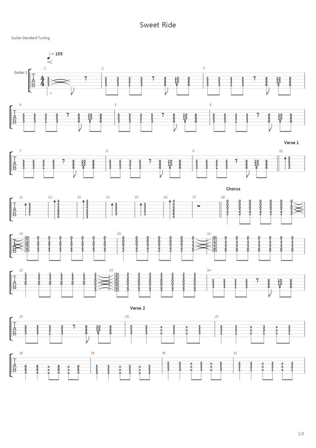 Sweet Ride吉他谱