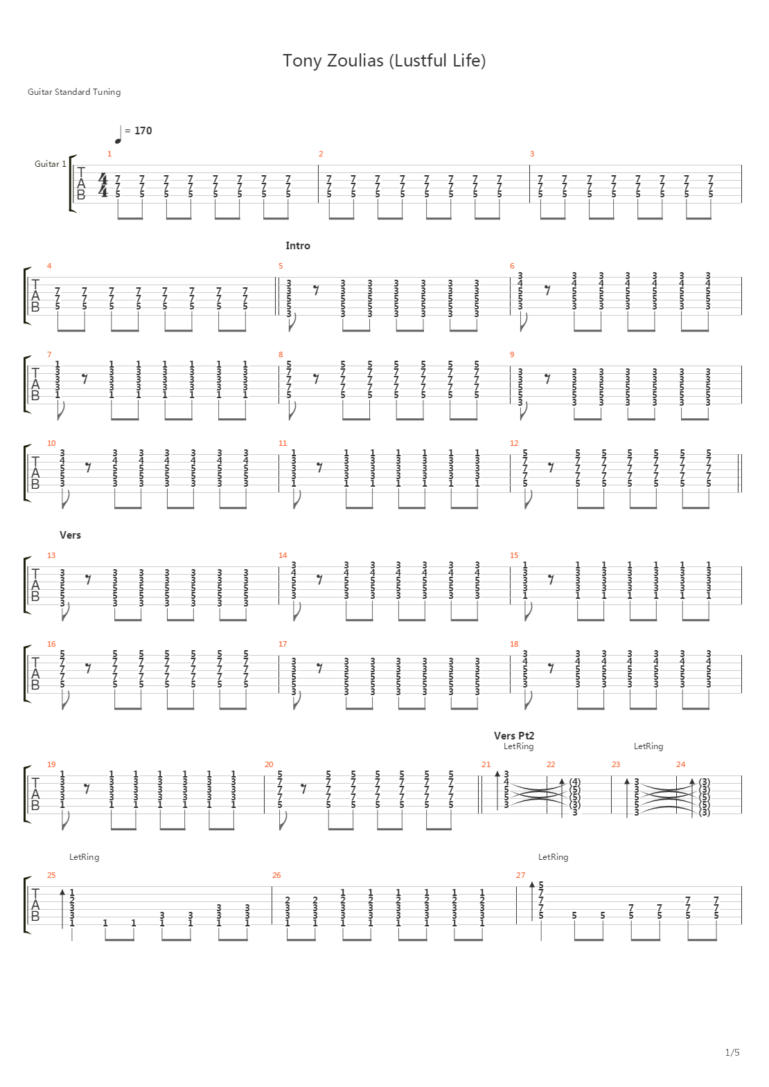 Tony Zoulias Lutsful Life吉他谱