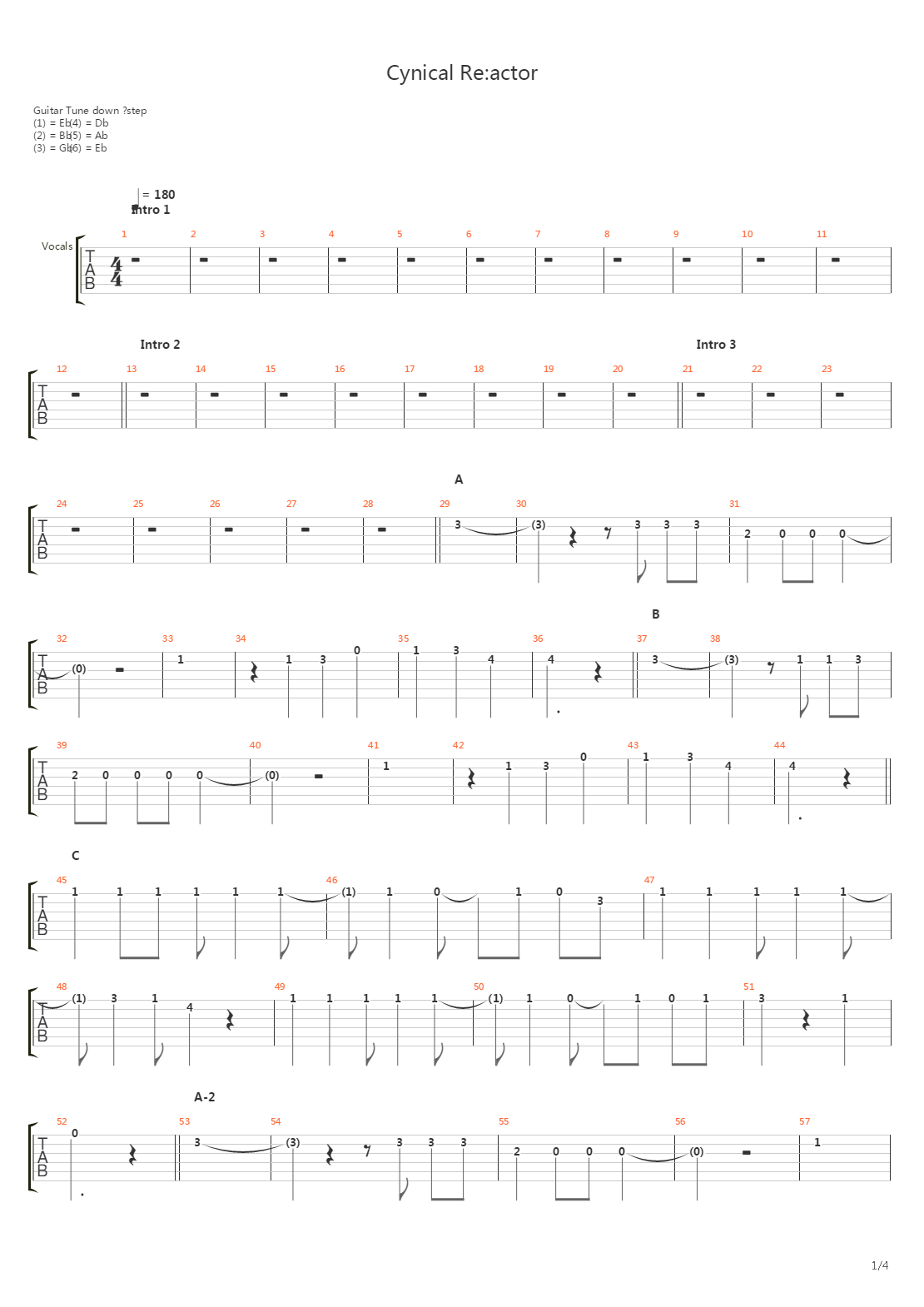 Cynical Reactor吉他谱