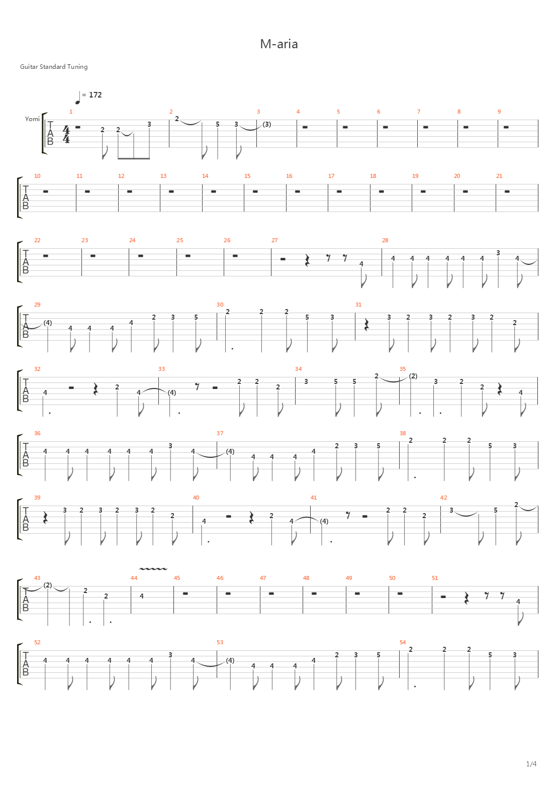 M-aria吉他谱
