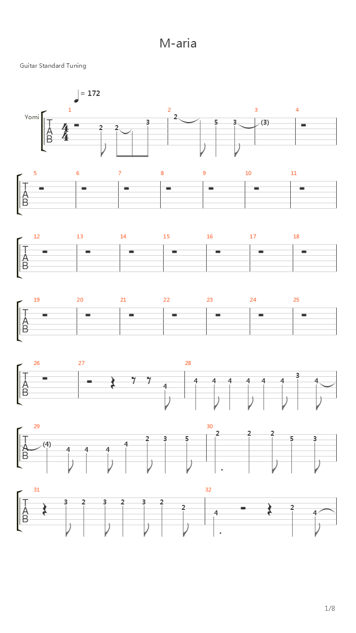 M-aria吉他谱