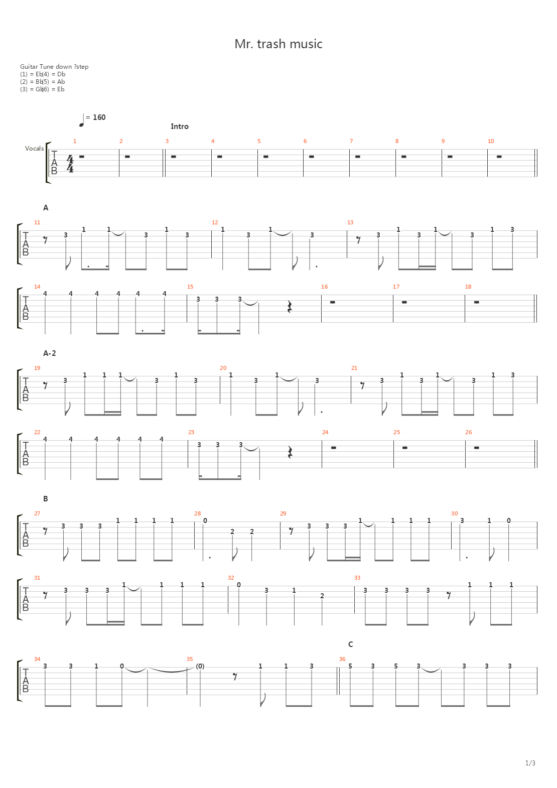 Mr Trash Music吉他谱
