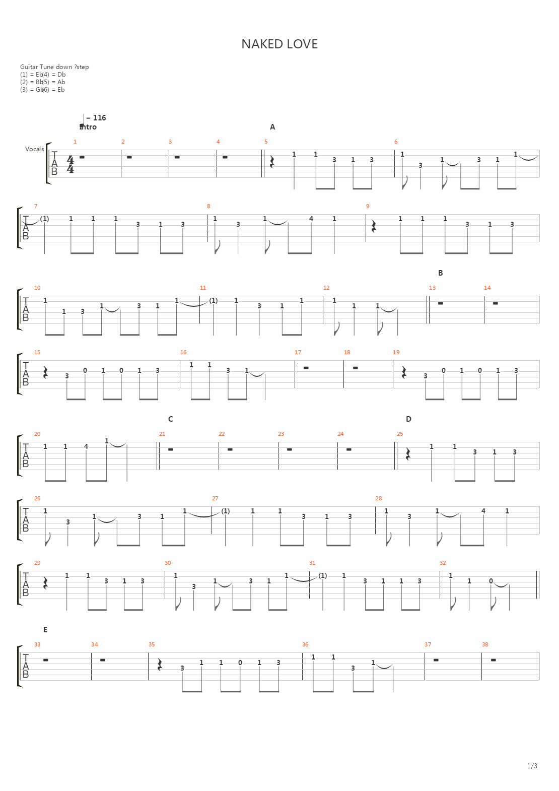Naked Love吉他谱