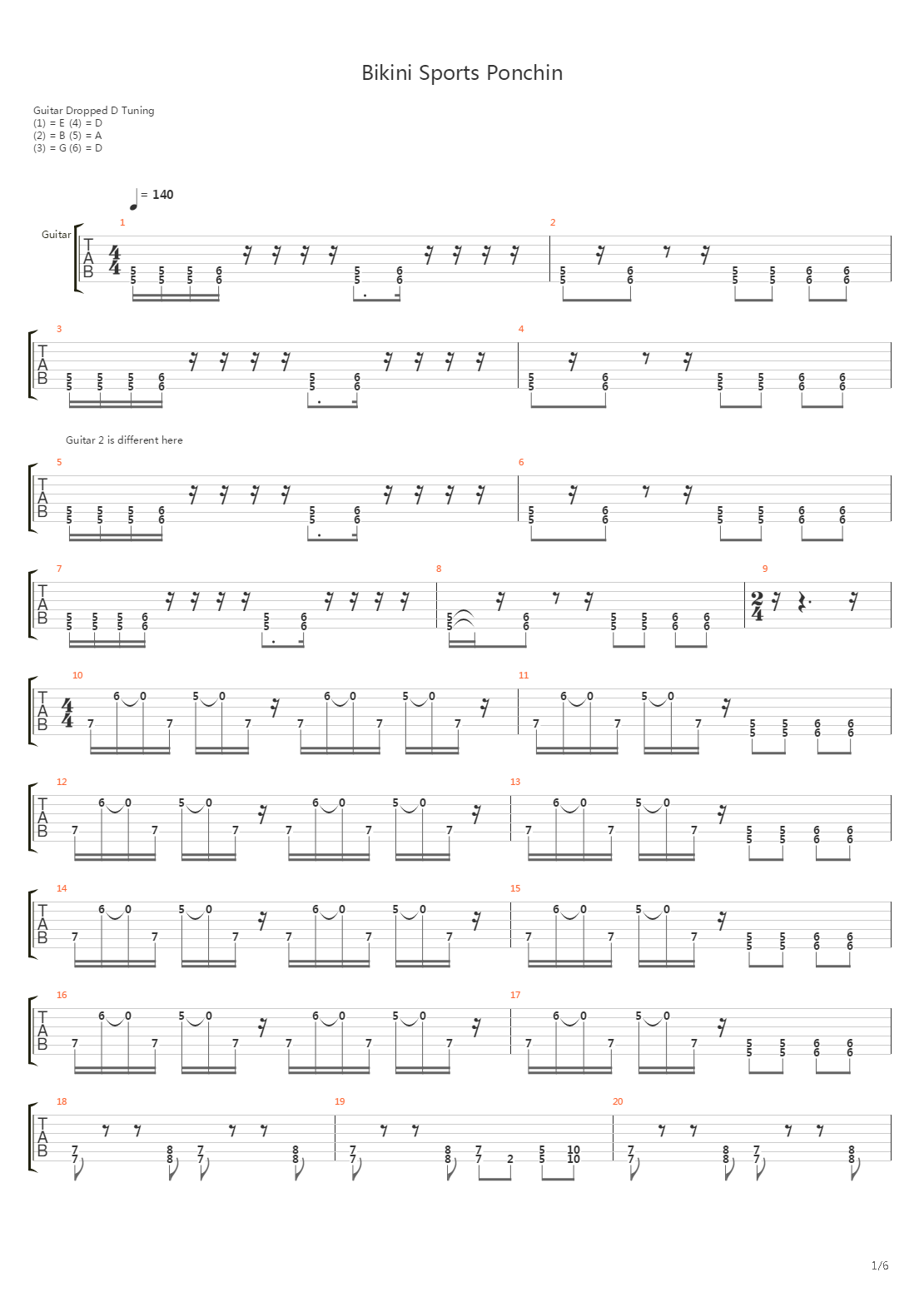 ビキニ・スポーツ・ポンチン(Bikini Sports Ponchin)吉他谱