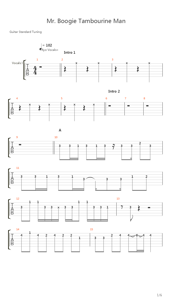 Mr Boogie Tambourine Man吉他谱