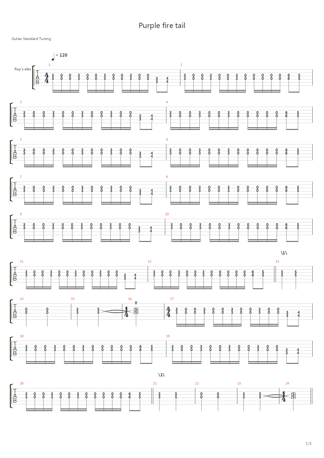 Purple Fire Tail吉他谱