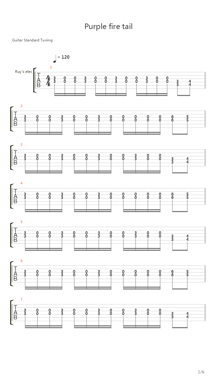 Purple Fire Tail吉他谱