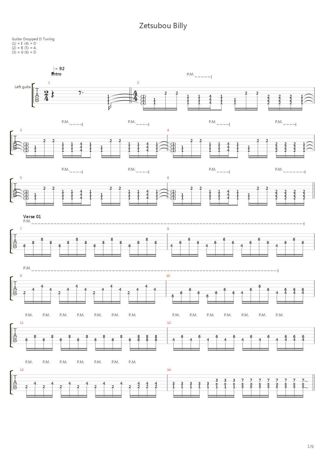 死亡笔记 - ED2 绝望ビリー(绝望比利 Zetsubou Billy)吉他谱