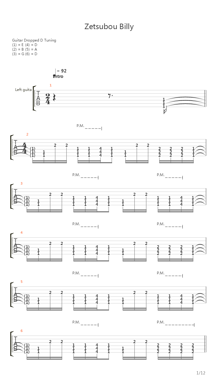 死亡笔记 - ED2 绝望ビリー(绝望比利 Zetsubou Billy)吉他谱