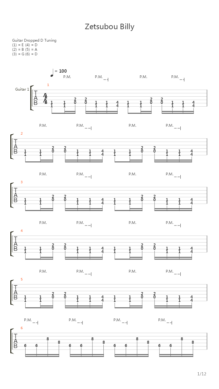 死亡笔记 - ED2 绝望ビリー(绝望比利 Zetsubou Billy)吉他谱