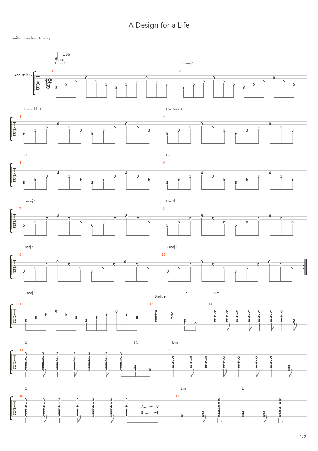 A Design For A Life吉他谱